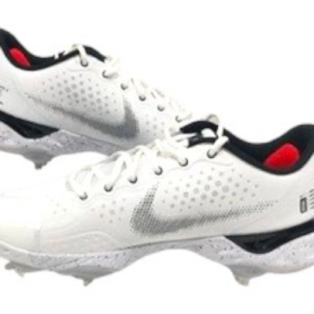 New NIKE Alpha Huarache Elite 3 White Black Metal Spikes Baseball Cleats Mens 14